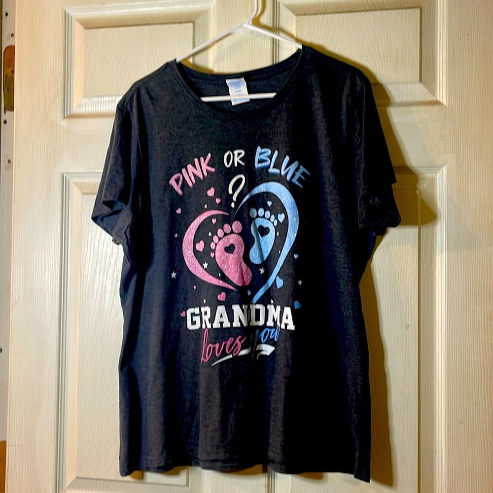 Black T-shirt with gender options, boy, or girl for Grandma to wear